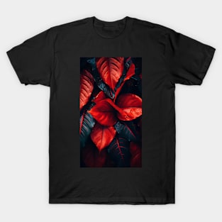 Beautiful fall leaves in surreal shades of red washed in rain ! T-Shirt